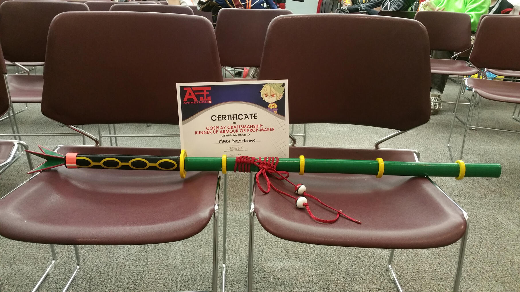 2016 Animethon - Cosplay Craftsmanship Prop Maker, Runner Up (Judges: Yaya Han, Kamui Cosplay)